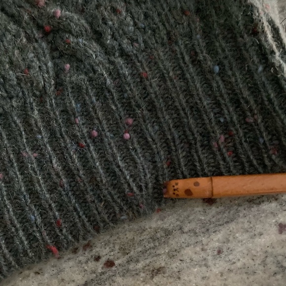 100% shetland wool sleeveless sweater vest vintage green red cable knit ivy prep - Picture 12 of 15